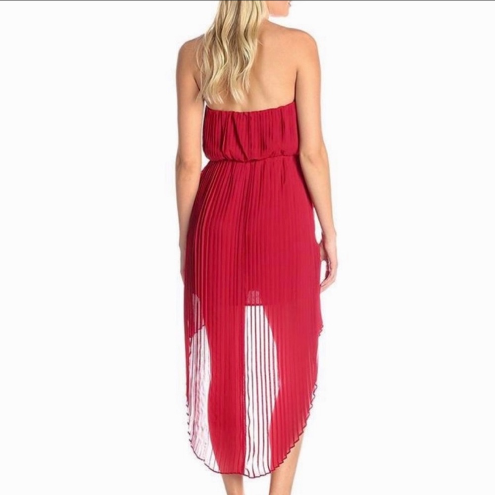 BCBG NWT Pretty In Pink Pleated Strapless High Low Dress Size Small